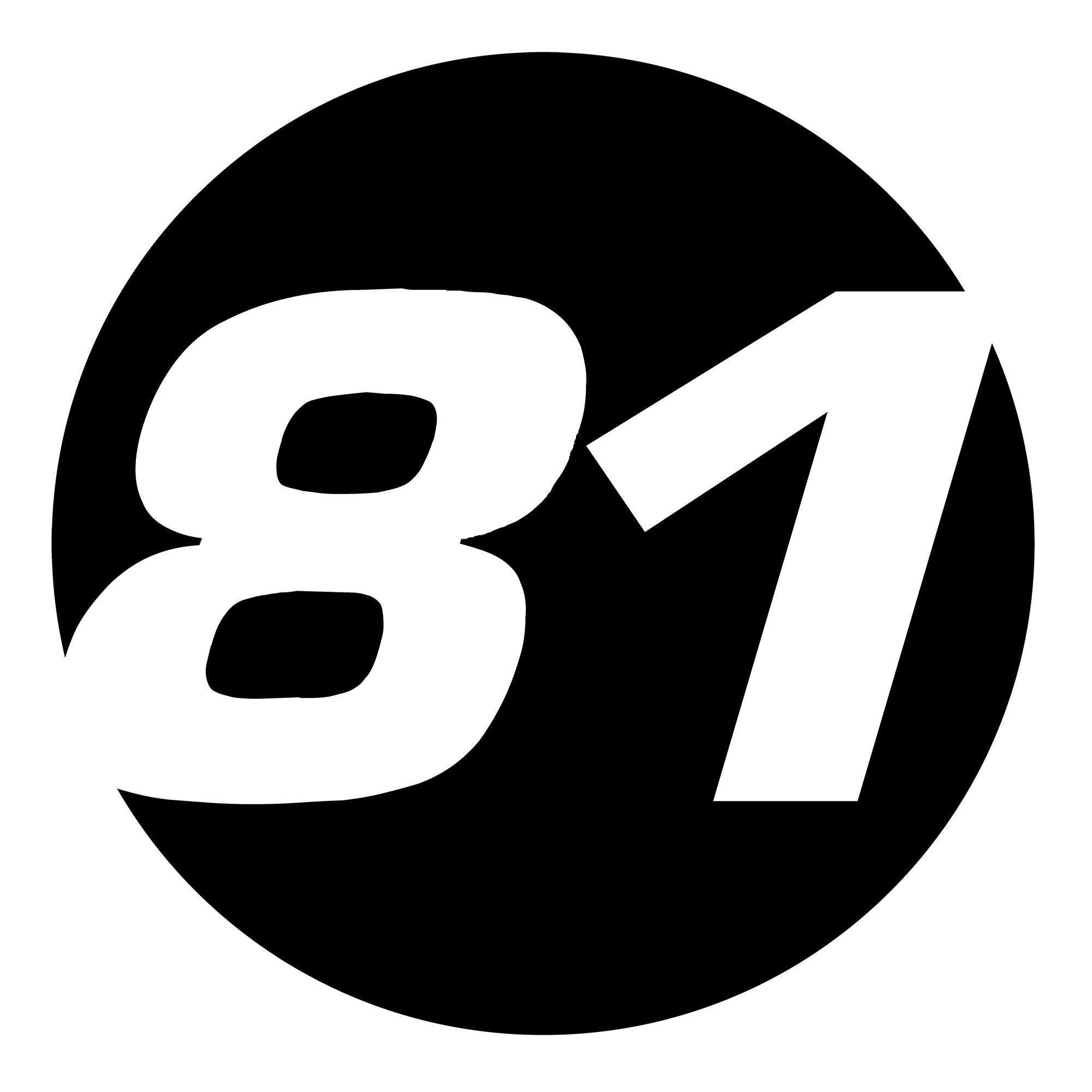 Pair of black hollow racing numbers decals with cut-out font for cars, designed for custom race car decoration by MC Motoparts.