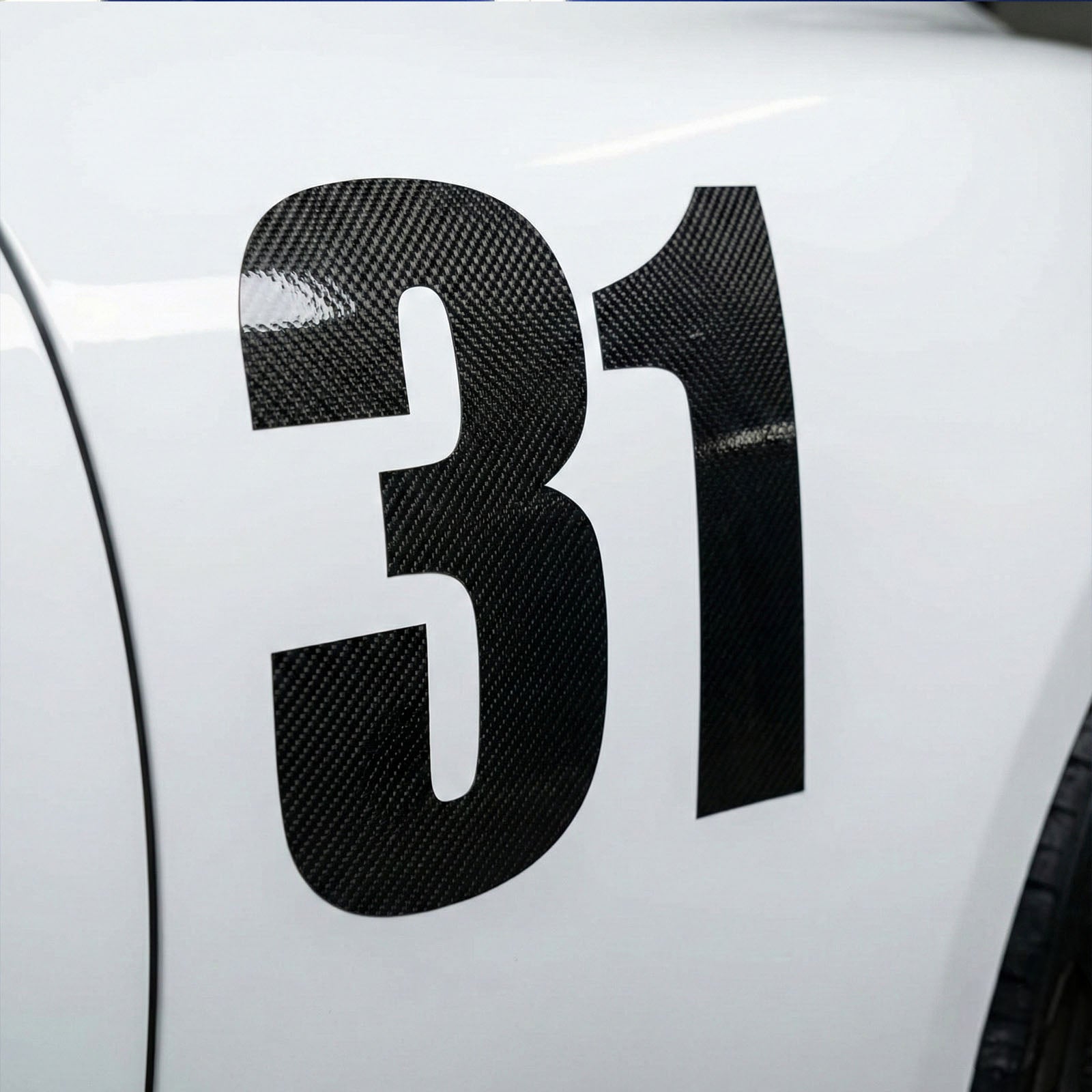 Custom Carbon Fiber Racing Number Stickers - Individual Cut Glossy Vinyl (2 sets) - MC Motoparts