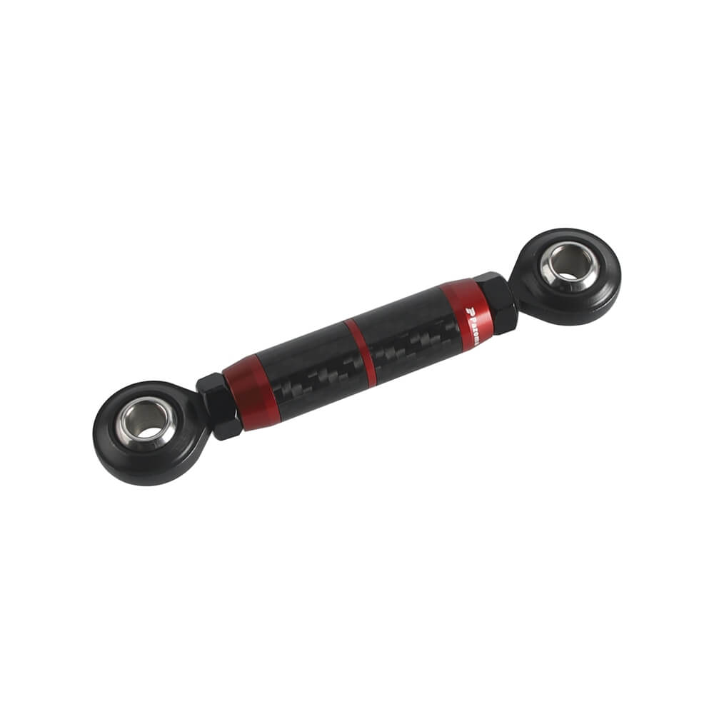 Pazoma carbon fiber CNC mid-control adjustable shifter linkage for Harley Softail Dyna, FXR, Low Rider, Street Bob, and FXLR models.