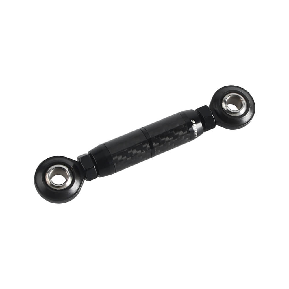 Carbon fiber CNC mid-control adjustable shifter linkage for Harley Softail, Dyna, FXR, Low Rider, Street Bob, FXLR, and FXBB bikes.