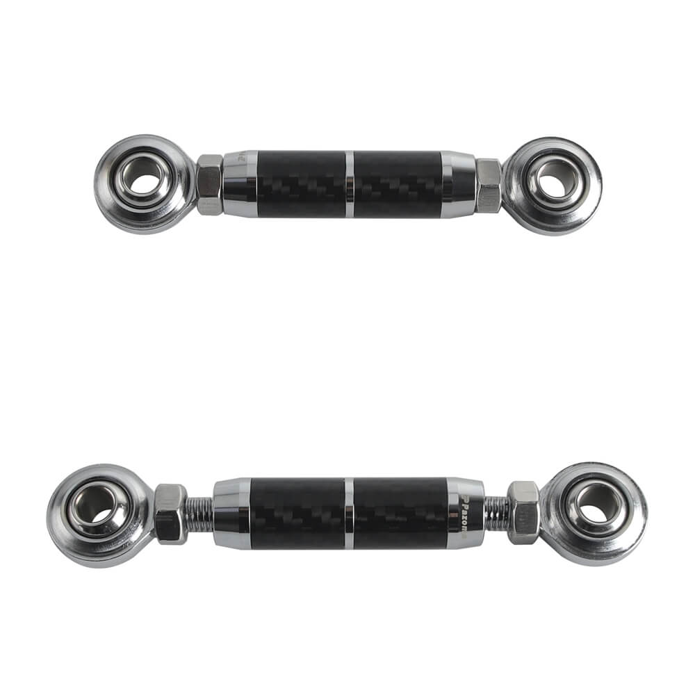 Pazoma carbon fiber CNC mid-control adjustable shifter linkage for Harley Softail, Dyna, FXR, Street Bob, and Low Rider models.