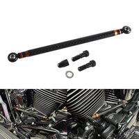 Carbon fiber adjustable Harley touring shifter linkage by Pazoma, CNC billet aluminum, no-slop shifting, compatible with FLHR and Softail models.