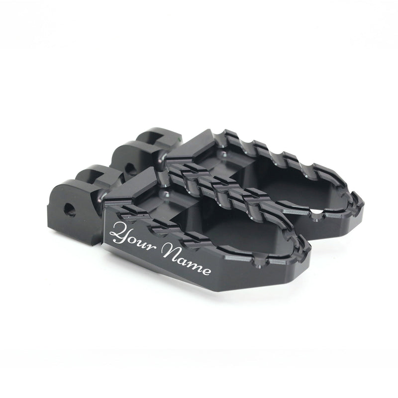 MC Motoparts Custom Engraved Name BUZZ FRONT Wide Foot Pegs - Personlization Footpegs - MC Motoparts
