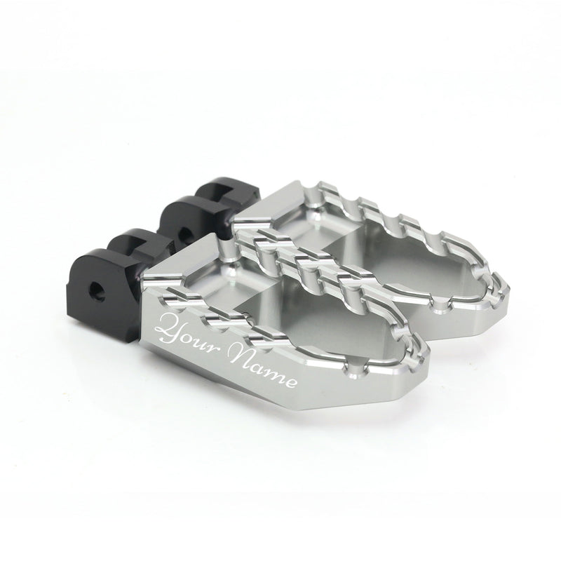 MC Motoparts Custom Engraved Name BUZZ FRONT Wide Foot Pegs - Personlization Footpegs - MC Motoparts