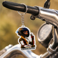 Official @lalaa.on.wheels Motorcycle Keychain - Premium Biker Girl Edition
