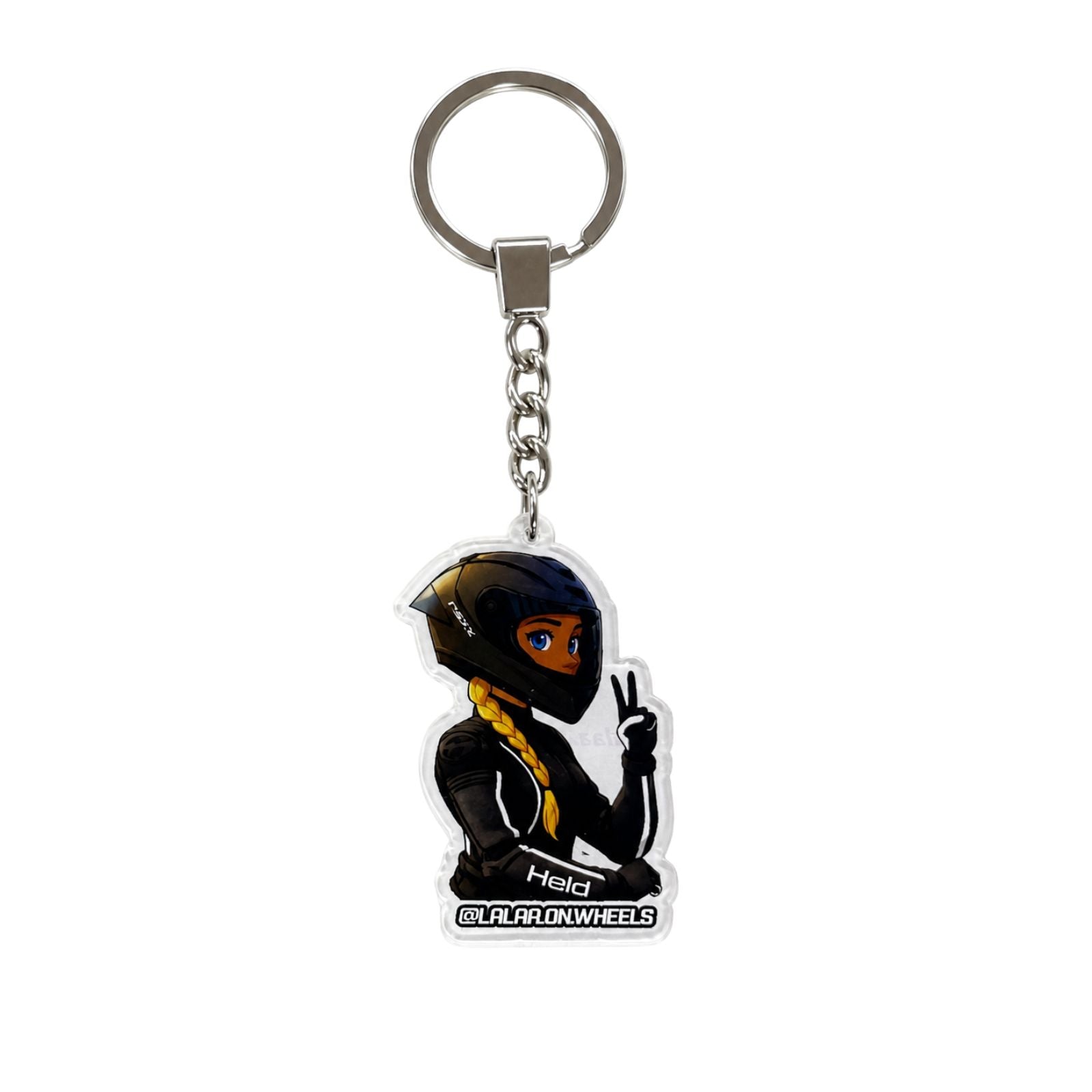 Official @lalaa.on.wheels Motorcycle Keychain - Premium Biker Girl Edition