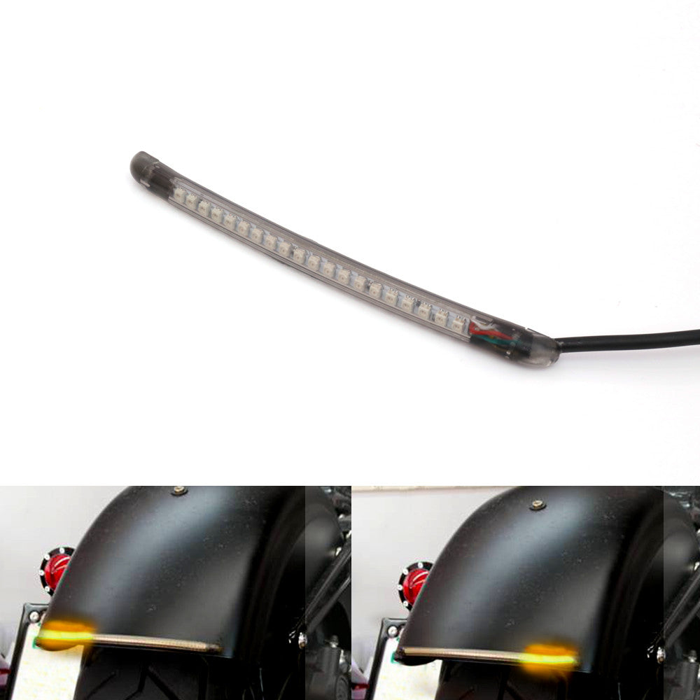 15cm MC Motoparts AMP-Z rear LED turn signal and brake light strip with smoke cover, designed for motorcycle signal lighting.