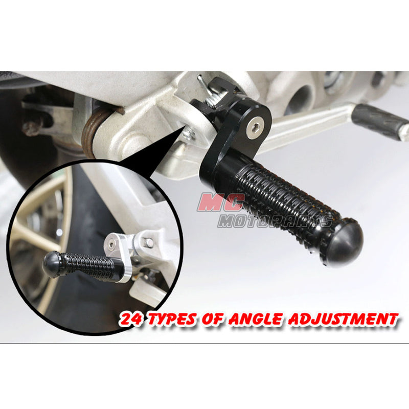 {Front}  Fits Moto Guzzi V9 V7 V100 BLACK SHADOW 25mm Extension Foot Pegs - MC Motoparts