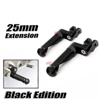 {Front}  Fits Moto Guzzi V9 V7 V100 BLACK SHADOW 25mm Extension Foot Pegs - MC Motoparts