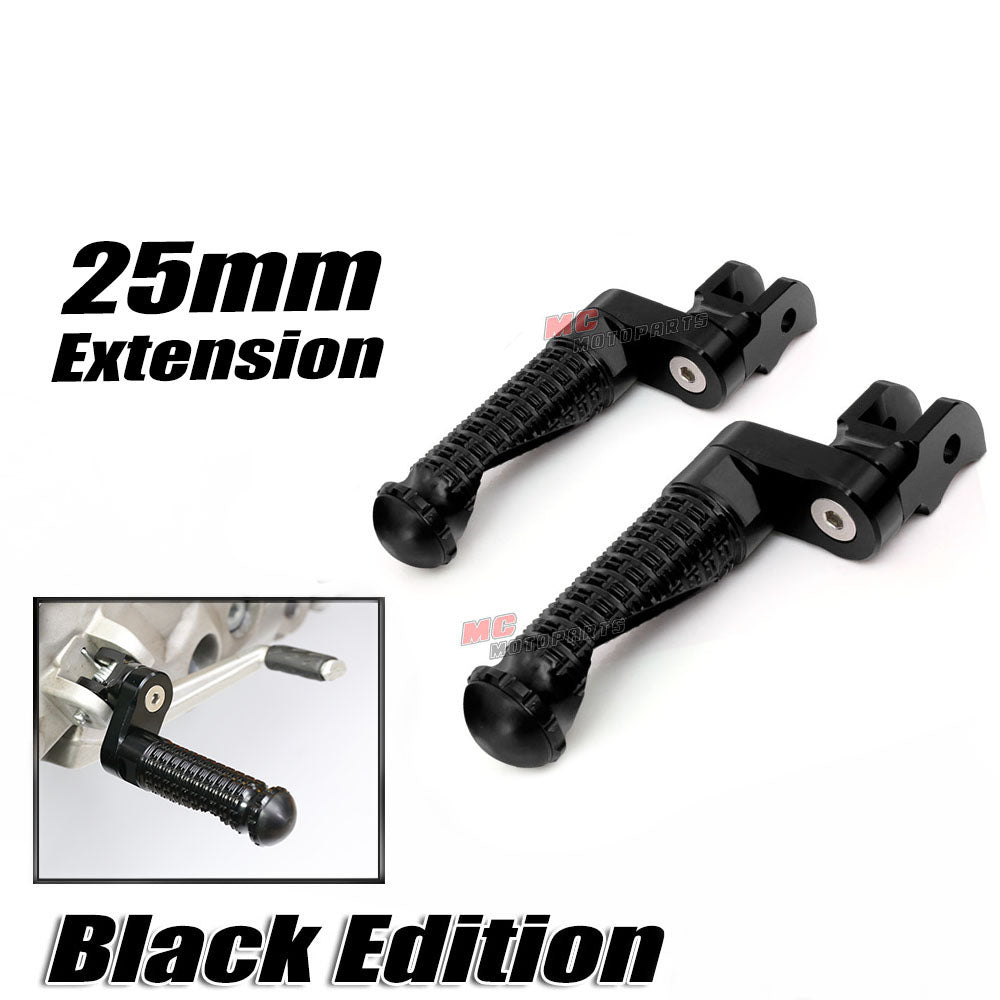 {Front}  Fits Moto Guzzi V9 V7 V100 BLACK SHADOW 25mm Extension Foot Pegs - MC Motoparts