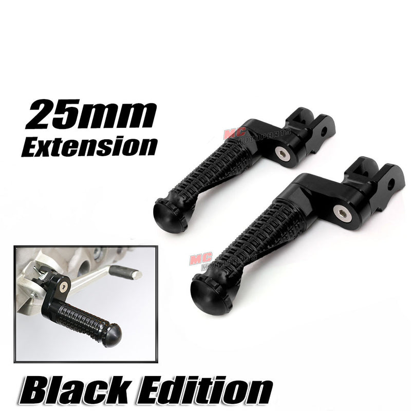 {Front}  Fits Moto Guzzi V9 V7 V100 BLACK SHADOW 25mm Extension Foot Pegs - MC Motoparts