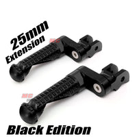 {Front}  Fits Moto Guzzi V9 V7 V100 BLACK SHADOW 25mm Extension Foot Pegs - MC Motoparts