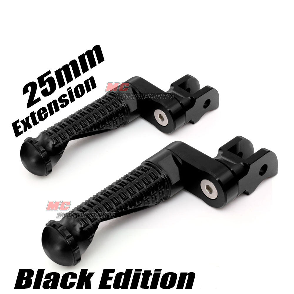 {Front}  Fits Moto Guzzi V9 V7 V100 BLACK SHADOW 25mm Extension Foot Pegs - MC Motoparts