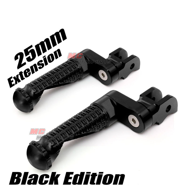 {Front}  Fits Moto Guzzi V9 V7 V100 BLACK SHADOW 25mm Extension Foot Pegs - MC Motoparts