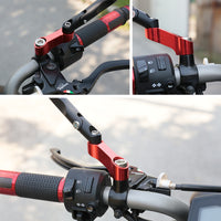 MC Motoparts CNC mirror extender and riser for Honda NC750X CRF1000L Rebel, showing the installed rear view mirror extender on the motorcycle.
