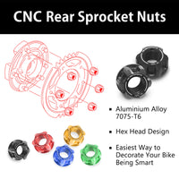 Fit Aprilia RS250 1998-2003 SPOKE6 Billet M8 Rear Sprocket Nuts - MC Motoparts
