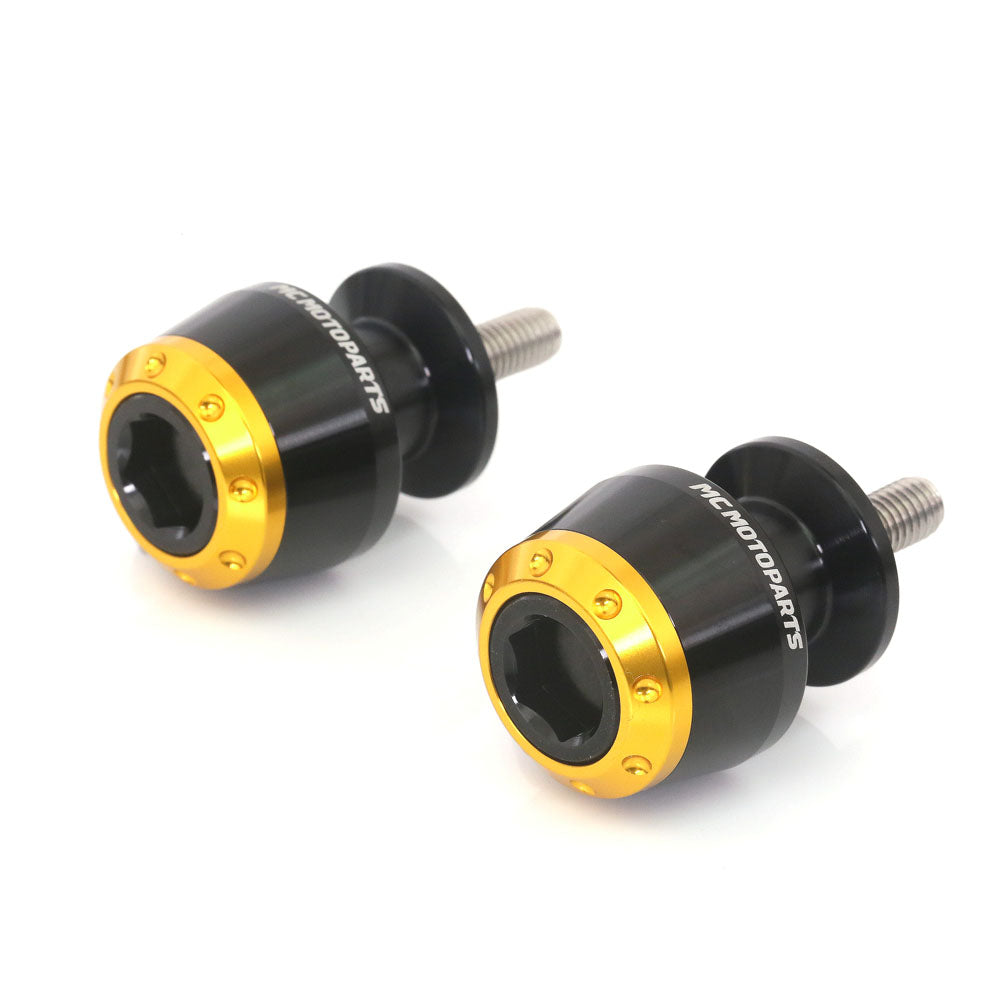 Fits Aprilia Tuono V4 1100 Shiver 900 ATOM 6mm Paddock Stand Swingarm Spools - MC Motoparts