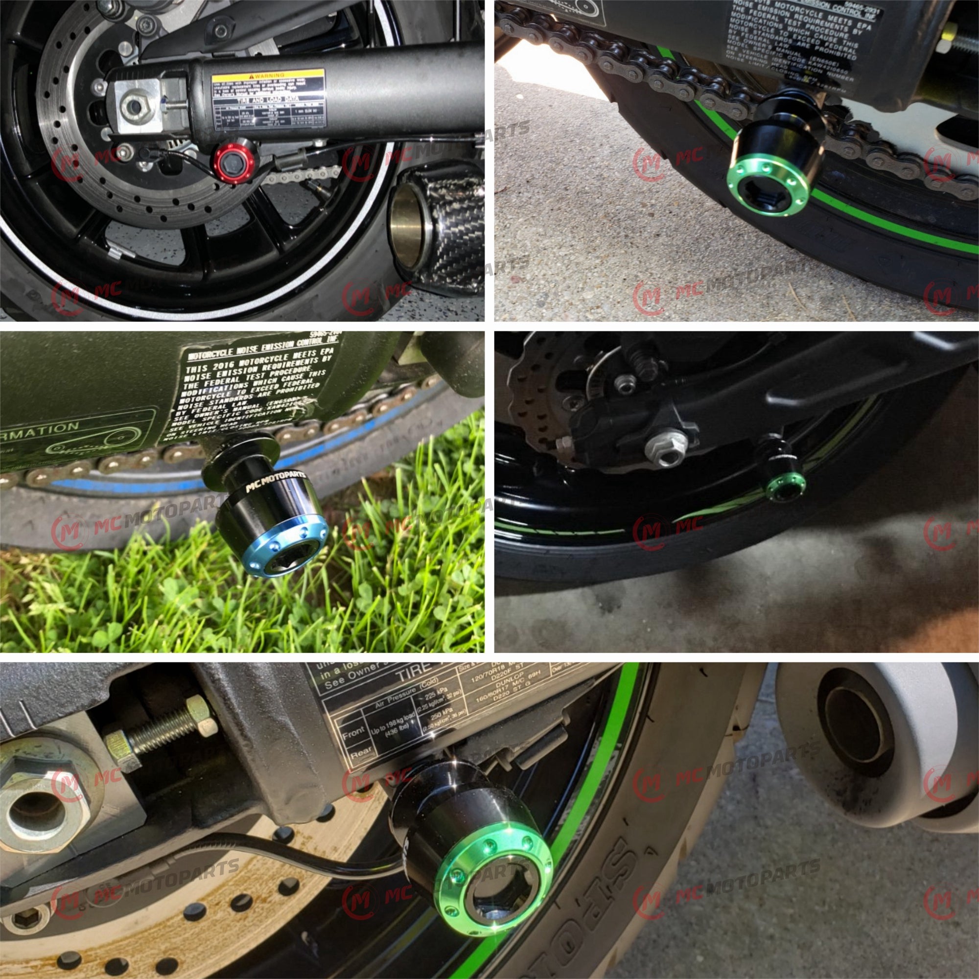 Fits Honda Fireblade CBR600RR CBR954RR MSHINE 8mm Swingarm Spools - MC Motoparts