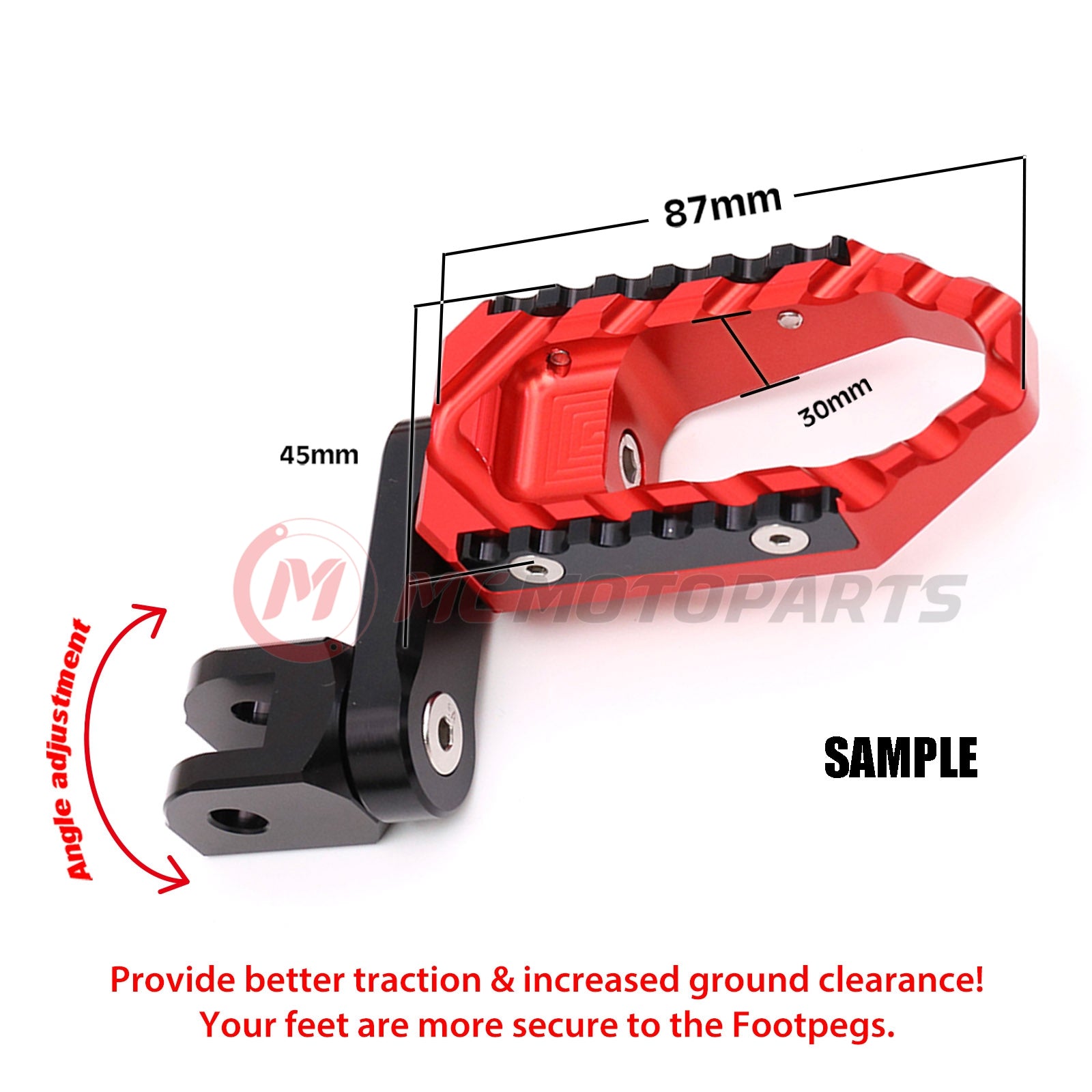 {Rear}  Fits Triumph Scrambler Bonneville EFI T100 40mm Extension TRC Touring Wide Foot Pegs - MC Motoparts