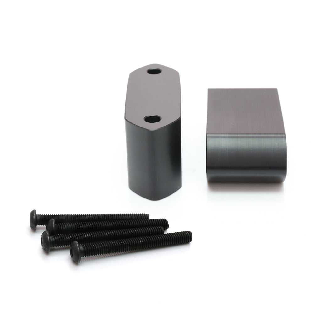 Black Delrin motorcycle mirror extender and riser for Kawasaki Ninja 500 2024-2025, designed to improve mirror visibility.