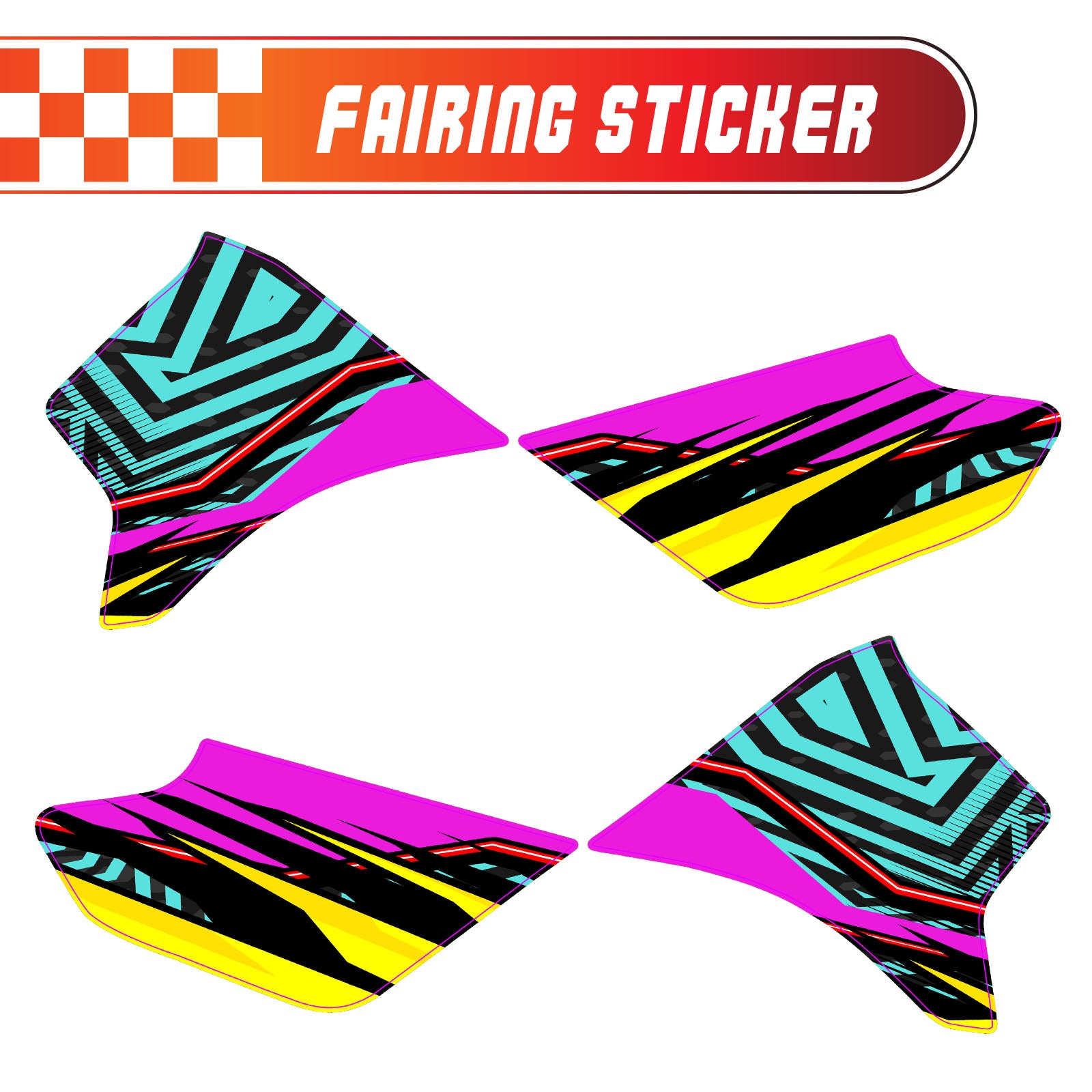 Graphic Kit Decals Fairing Sticker Custom Number For Razor MX350 MX400 - C001 Neon Geometrics - MC Motoparts