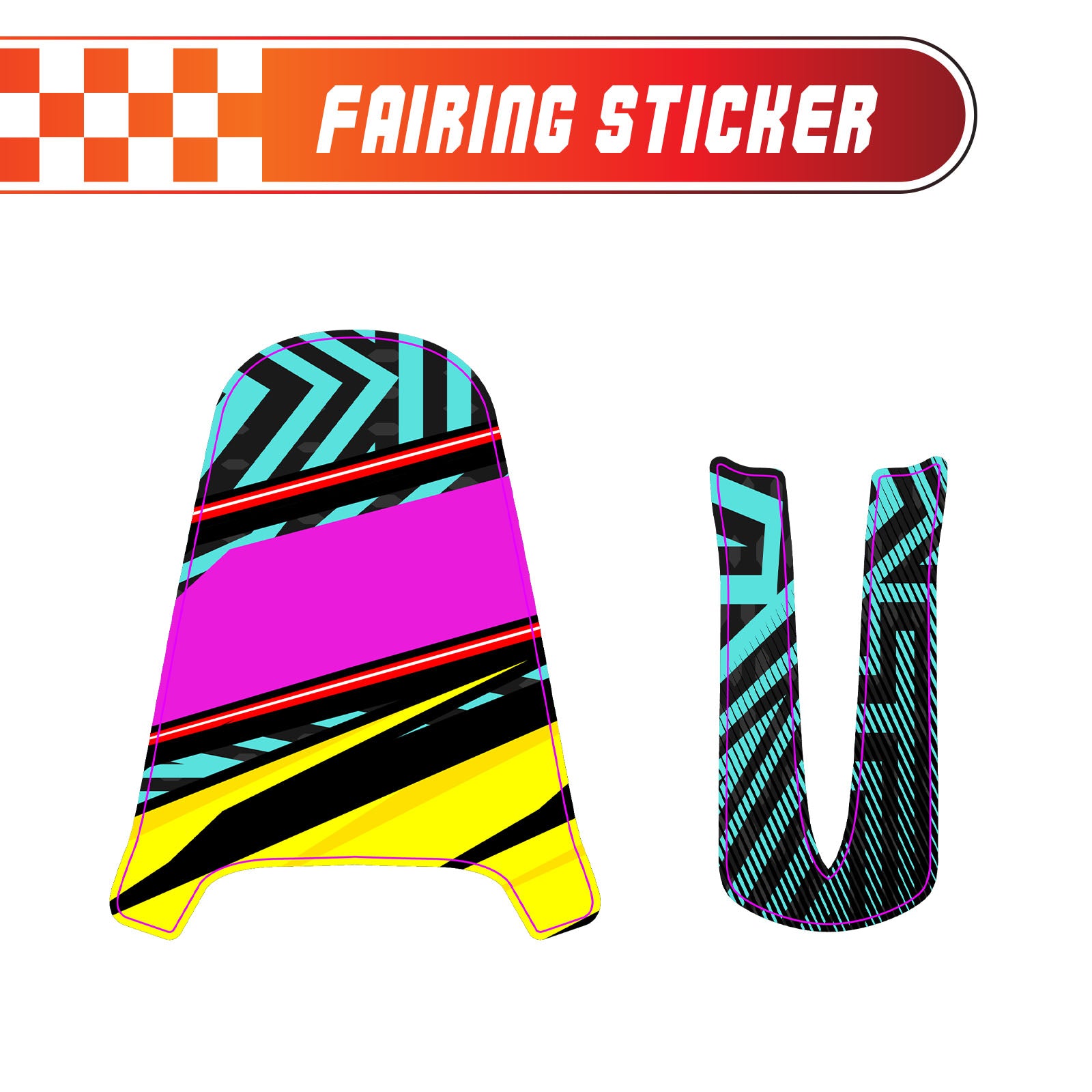 Graphic Kit Decals Fairing Sticker Custom Number For Razor MX350 MX400 - C001 Neon Geometrics - MC Motoparts