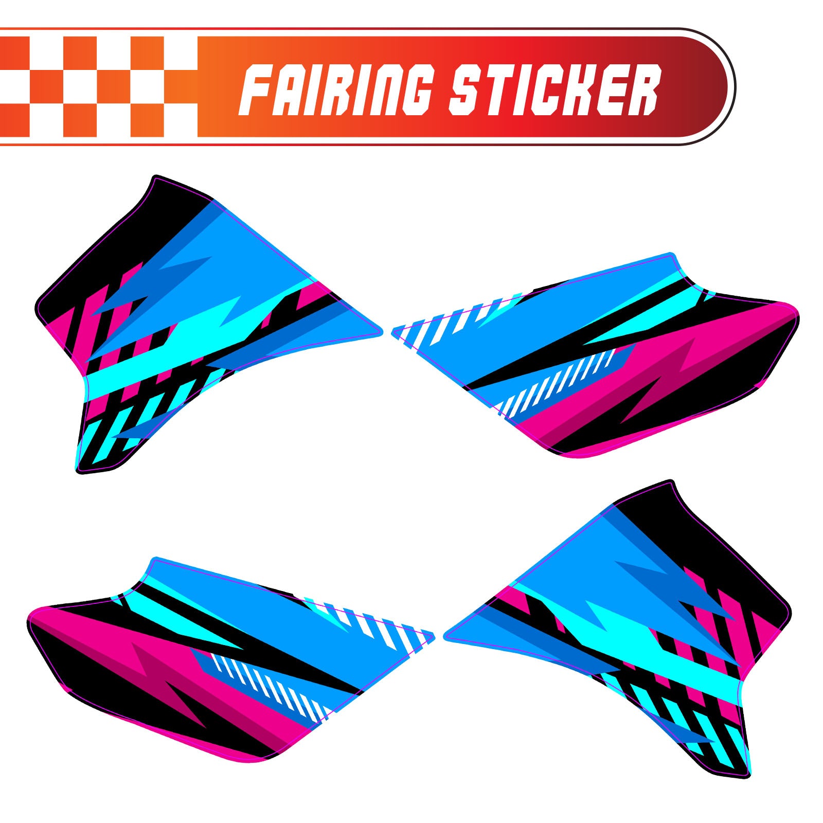 Graphic Kit Decals Fairing Sticker Custom Number For Razor MX350 MX400 - C002 Blue Geometric Burst - MC Motoparts