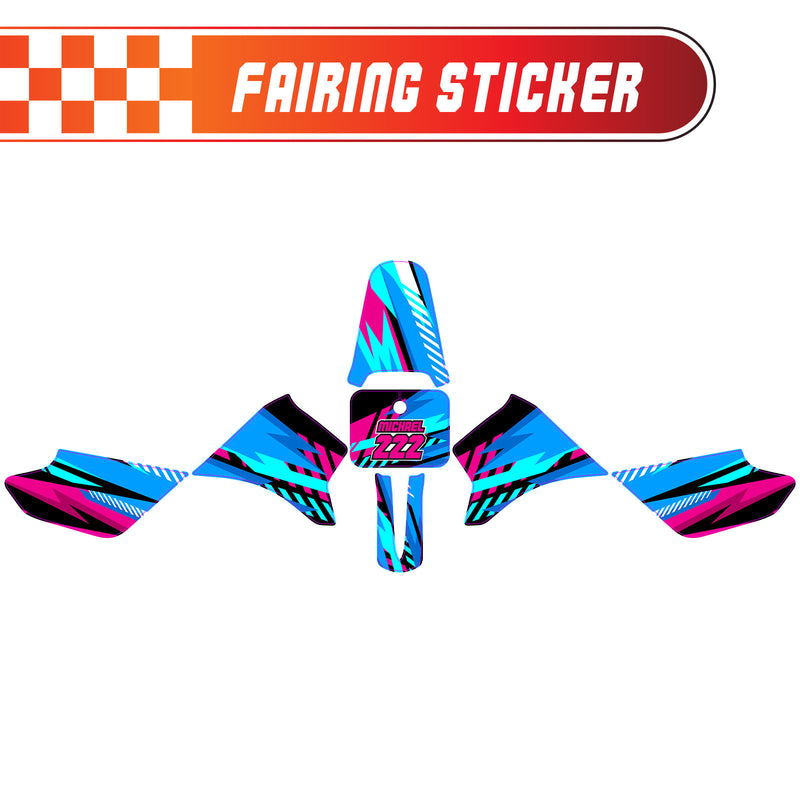 Graphic Kit Decals Fairing Sticker Custom Number For Razor MX350 MX400 - C002 Blue Geometric Burst - MC Motoparts
