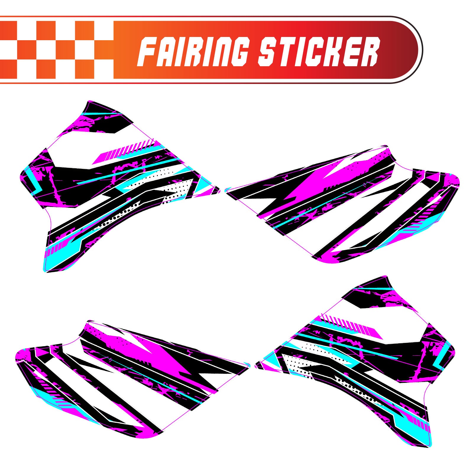 Graphic Kit Decals Fairing Sticker Custom Number For Razor MX350 MX400 - C003 Purple Geometric Burst - MC Motoparts
