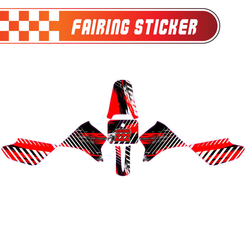 Graphic Kit Decals Fairing Sticker Custom Number For Razor MX350 MX400 - C005 Red Vibrant Brushstrokes - MC Motoparts