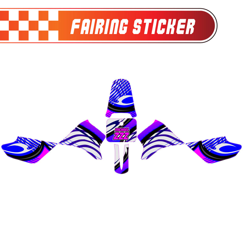 Graphic Kit Decals Fairing Sticker Custom Number For Razor MX350 MX400 - C006 Blue Burst Stripe - MC Motoparts