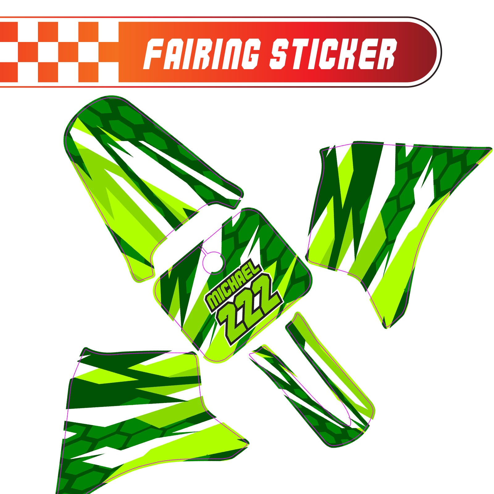 Graphic Kit Decals Fairing Sticker Custom Number For Razor MX350 MX400 - C007 Verdant Spikes - MC Motoparts