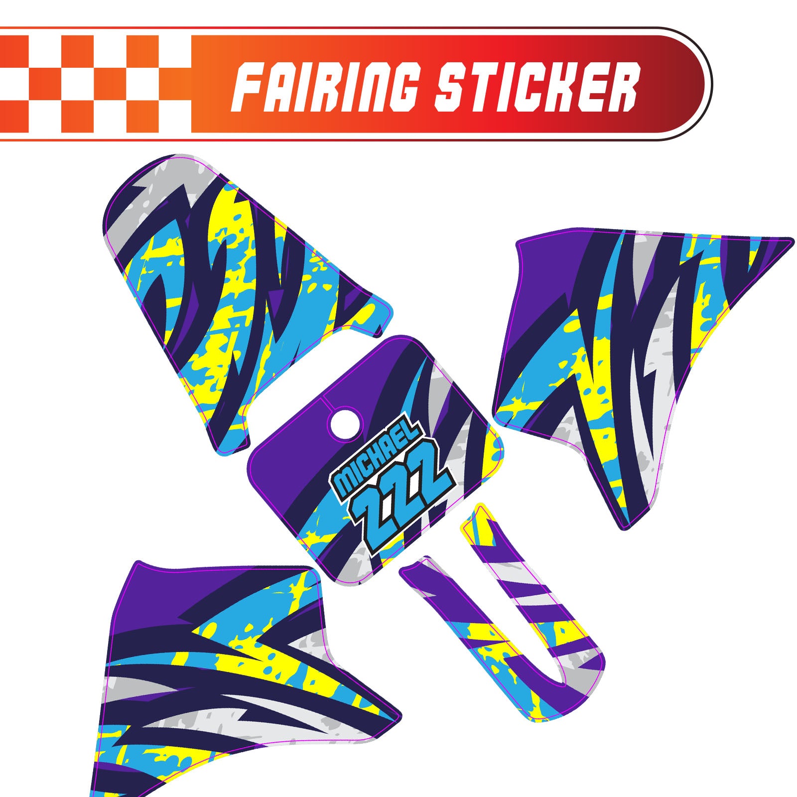 Graphic Kit Decals Fairing Sticker Custom Number For Razor MX350 MX400 - C008 Kaleidoscope Blast - MC Motoparts