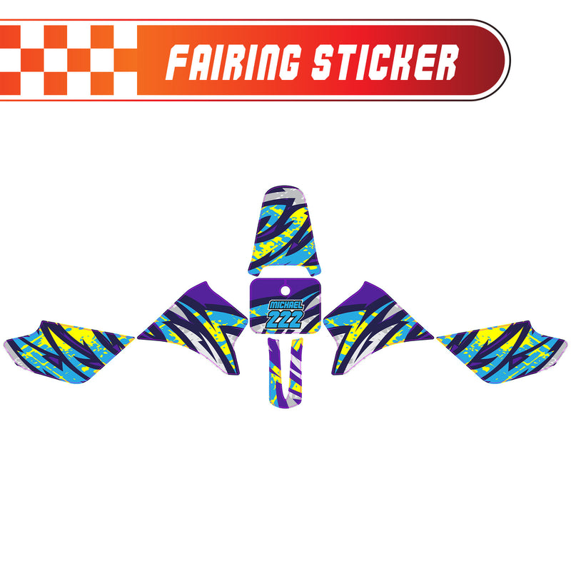 Graphic Kit Decals Fairing Sticker Custom Number For Razor MX350 MX400 - C008 Kaleidoscope Blast - MC Motoparts