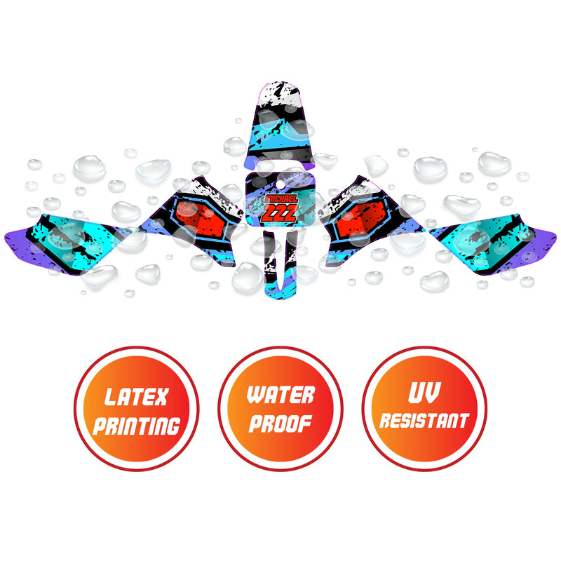 Graphic Kit Decals Fairing Sticker Custom Number For Razor MX350 MX400 - C009 Blue Pixel Burst - MC Motoparts