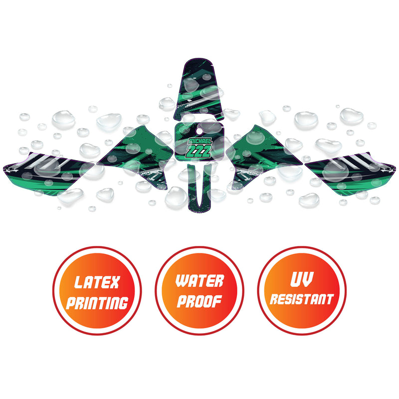 Graphic Kit Decals Fairing Sticker Custom Number For Razor MX350 MX400 - C010 Green Jewel-Toned Terrain - MC Motoparts