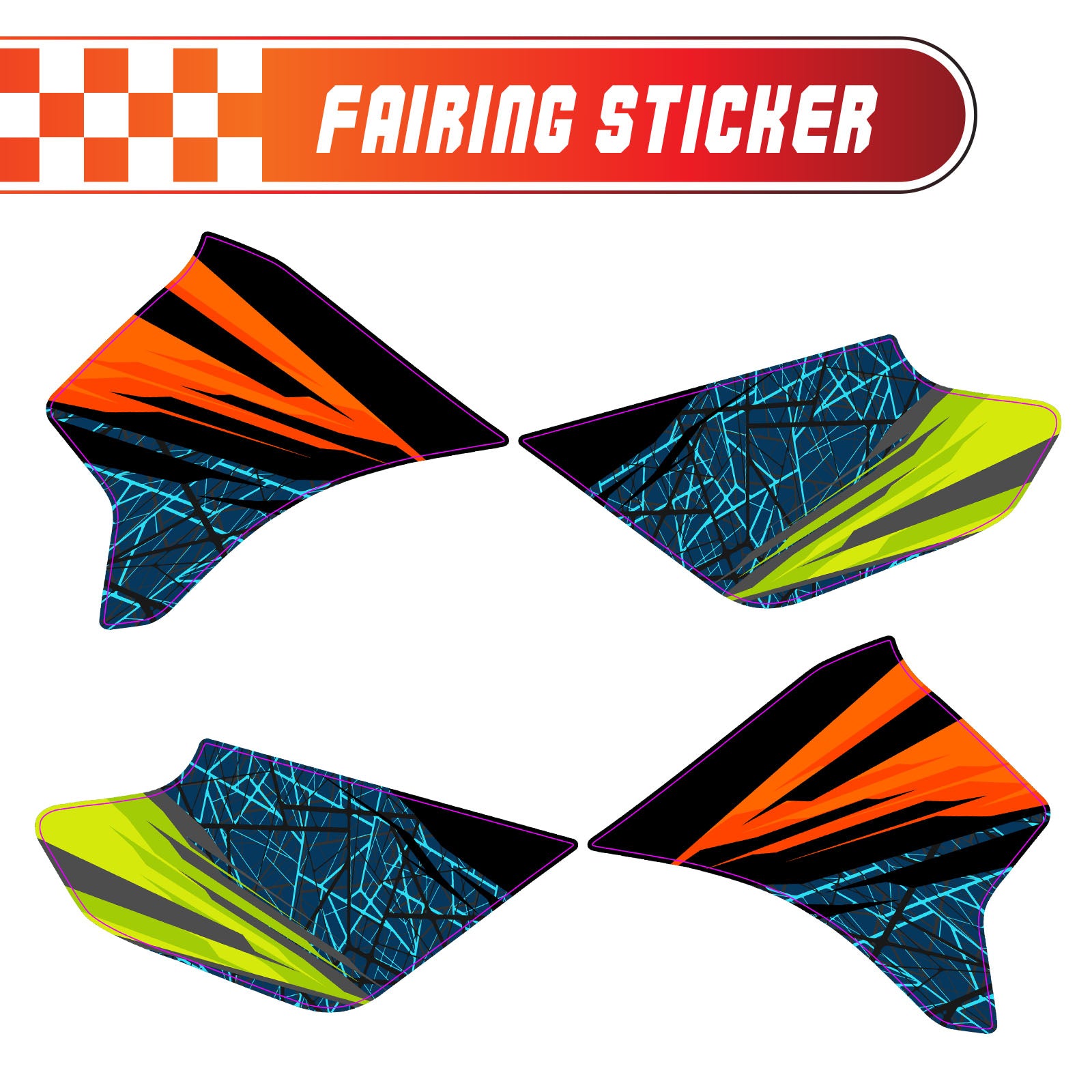 Graphic Kit Decals Fairing Sticker Custom Number For Razor MX350 MX400 - C012 Neon Prism Burst - MC Motoparts