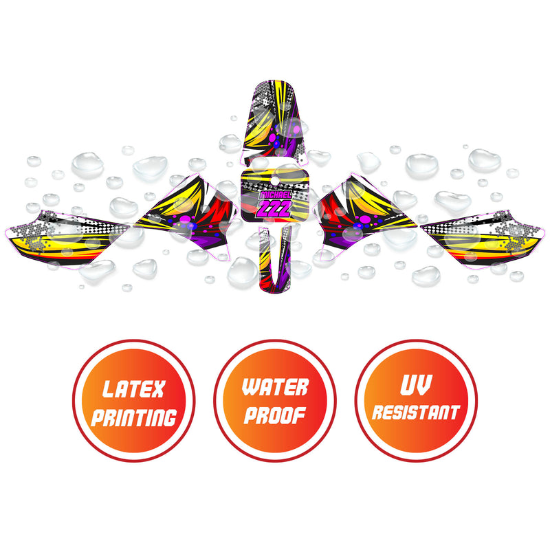 Graphic Kit Decals Fairing Sticker Custom Number For Razor MX350 MX400 - C014 Retro Hex Fusion - MC Motoparts