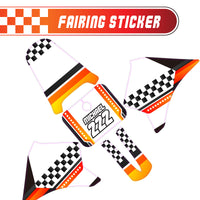 Graphic Kit Decals Fairing Sticker Custom Number For Razor MX350 MX400 - L001 Checkered Fire - MC Motoparts