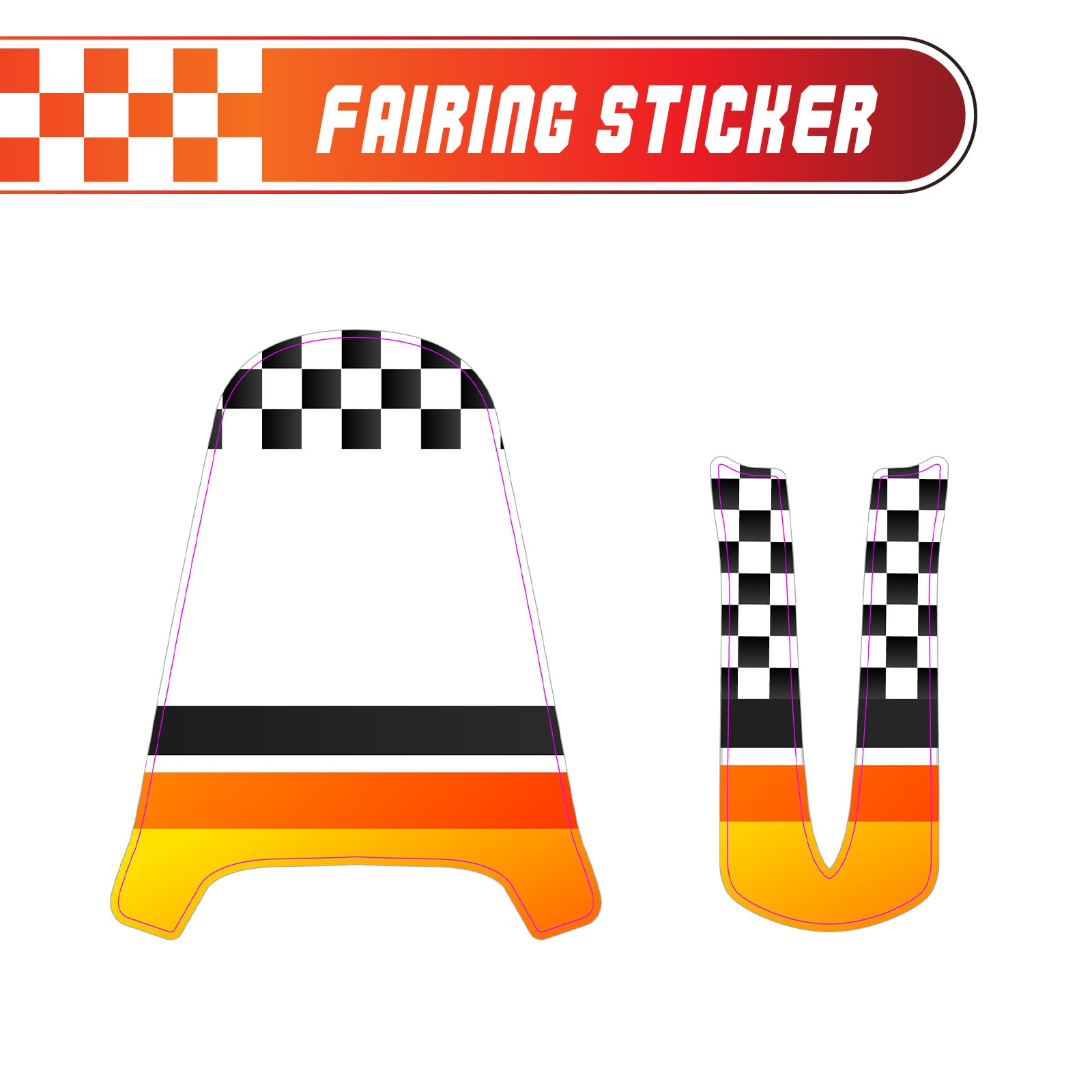 Graphic Kit Decals Fairing Sticker Custom Number For Razor MX350 MX400 - L001 Checkered Fire - MC Motoparts