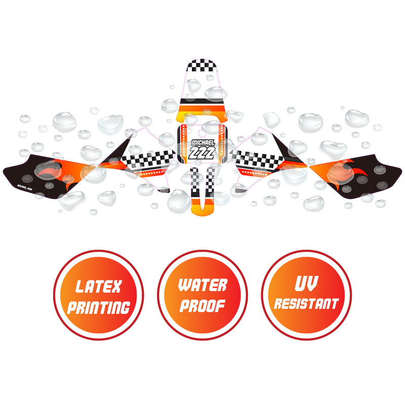 Graphic Kit Decals Fairing Sticker Custom Number For Razor MX350 MX400 - L001 Checkered Fire - MC Motoparts
