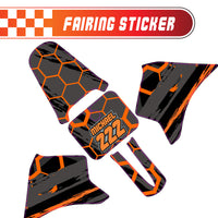 Graphic Kit Decals Fairing Sticker Custom Number For Razor MX350 MX400 - L003 Orange Hexagon - MC Motoparts