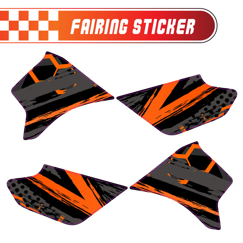 Graphic Kit Decals Fairing Sticker Custom Number For Razor MX350 MX400 - L003 Orange Hexagon - MC Motoparts