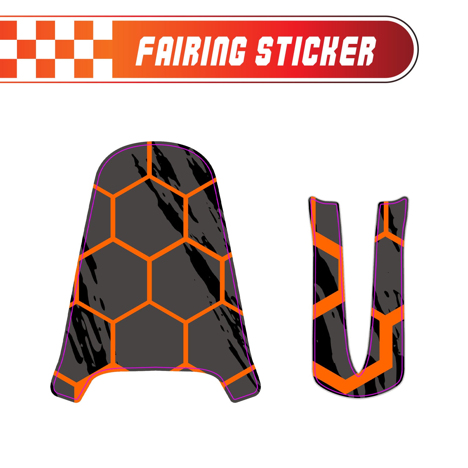 Graphic Kit Decals Fairing Sticker Custom Number For Razor MX350 MX400 - L003 Orange Hexagon - MC Motoparts