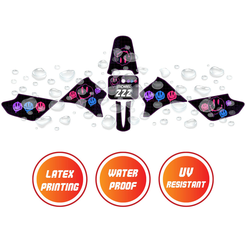 Graphic Kit Decals Fairing Sticker Custom Number For Razor MX350 MX400 - L004 Dissolve Smiley Face - MC Motoparts