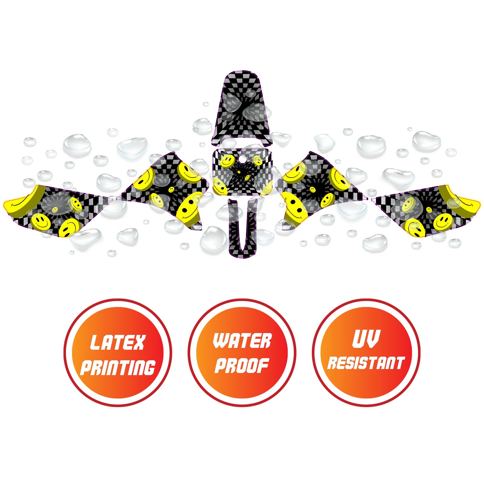 Graphic Kit Decals Fairing Sticker Custom Number For Razor MX350 MX400 - L005 3D Laughing Face - MC Motoparts