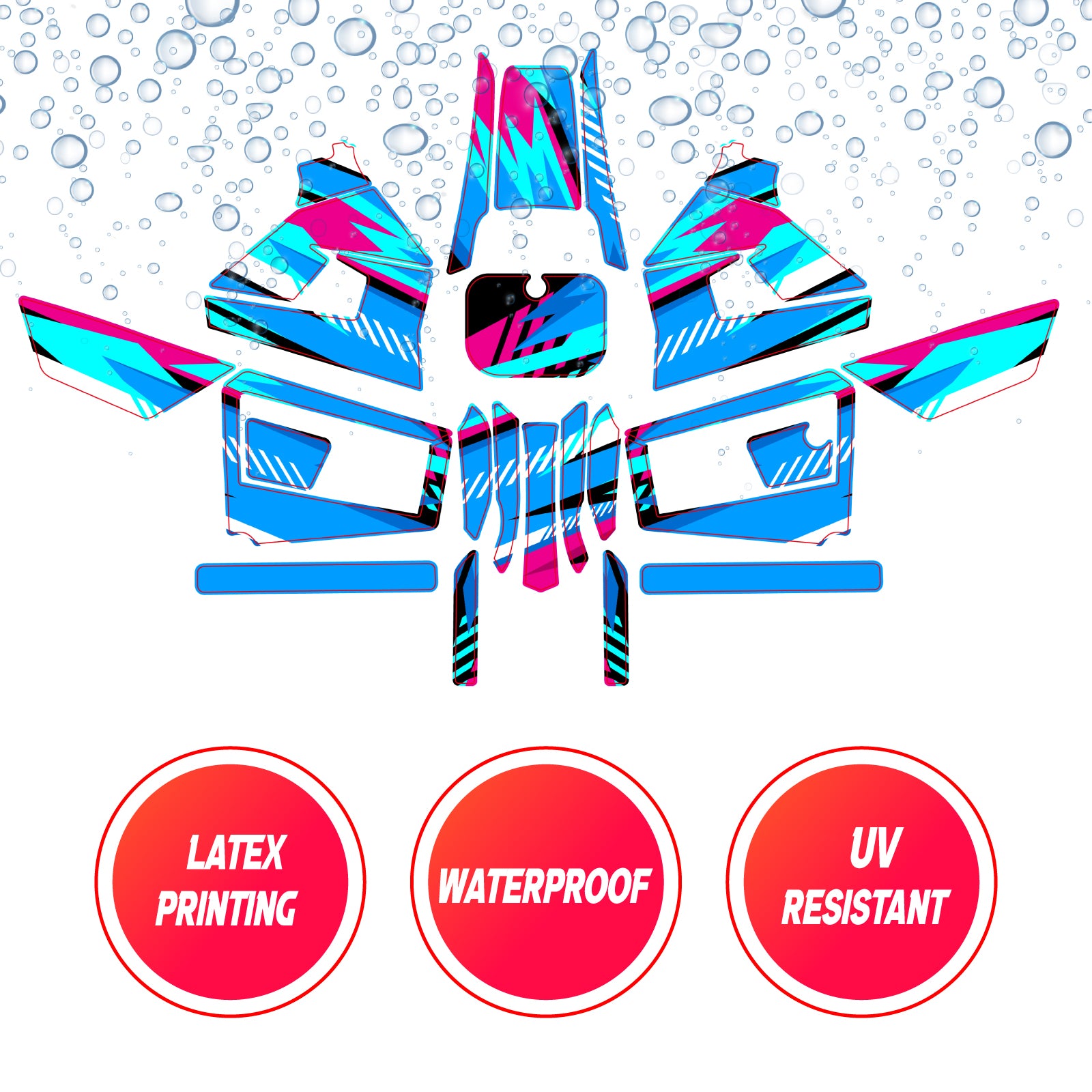 Graphic Kit Decals Fairing Sticker Custom Number For Razor MX350 MX400 (2021 or beyond) - C002 Blue Geometric Burst - MC Motoparts