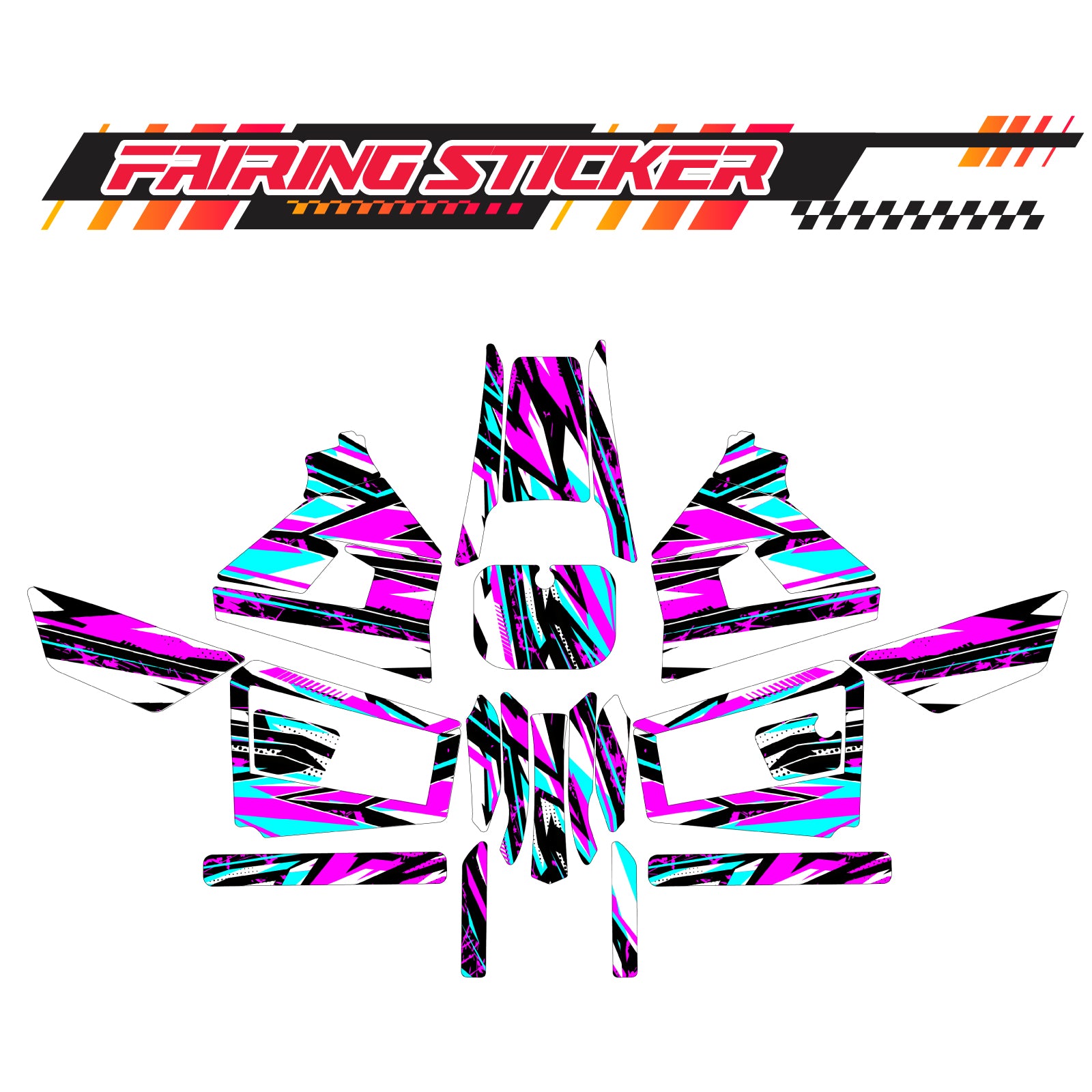 Graphic Kit Decals Fairing Sticker Custom Number For Razor MX350 MX400 (2021 or beyond) - C003 Purple Geometric Burst - MC Motoparts