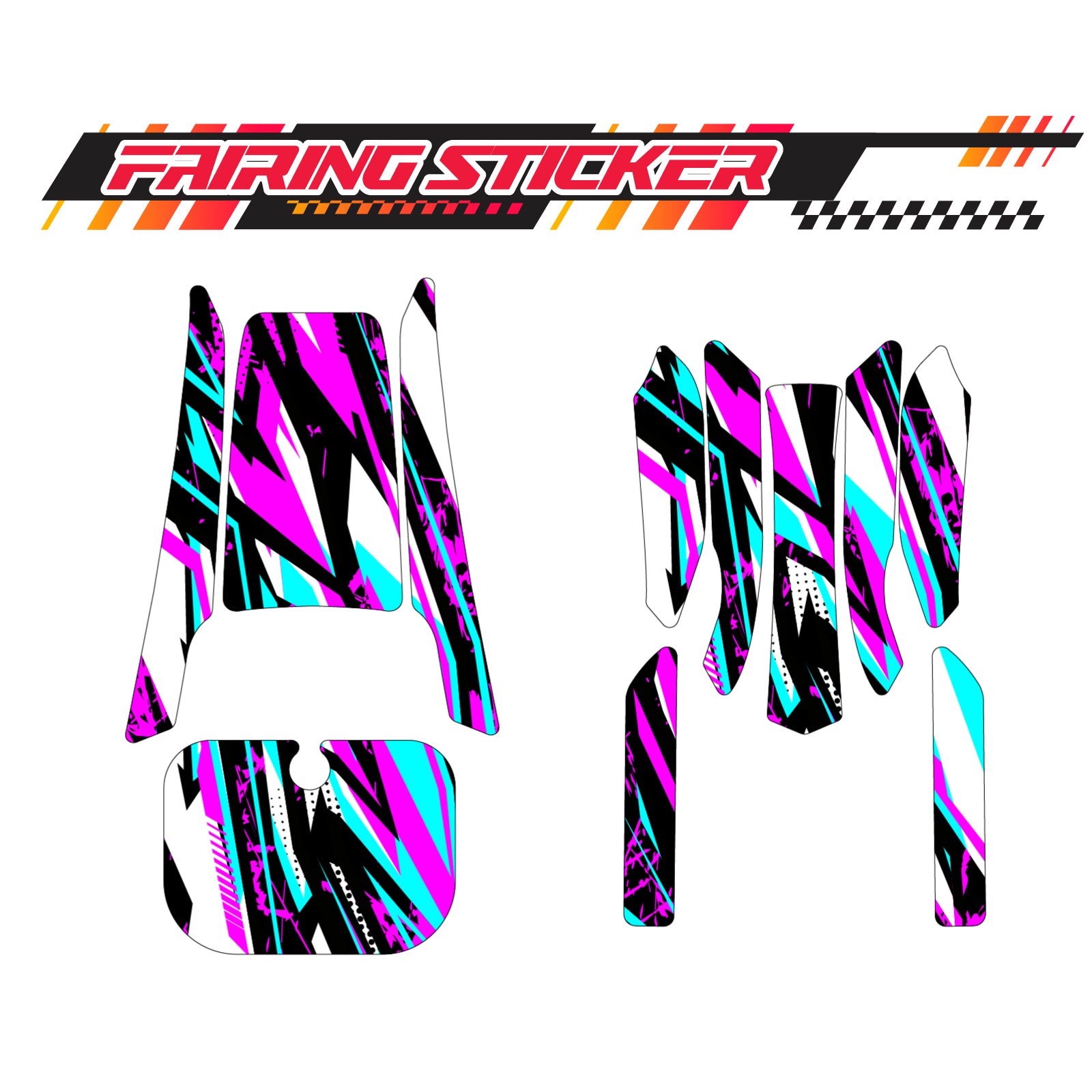 Graphic Kit Decals Fairing Sticker Custom Number For Razor MX350 MX400 (2021 or beyond) - C003 Purple Geometric Burst - MC Motoparts