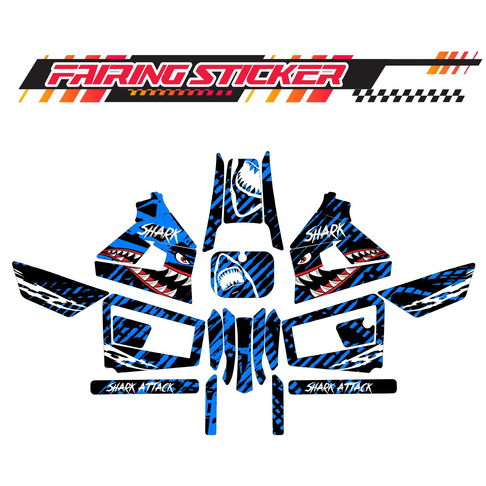 Graphic Kit Decals Fairing Sticker Custom Number For Razor MX350 MX400 (2021 or beyond) - LH001 Blue Shark - MC Motoparts